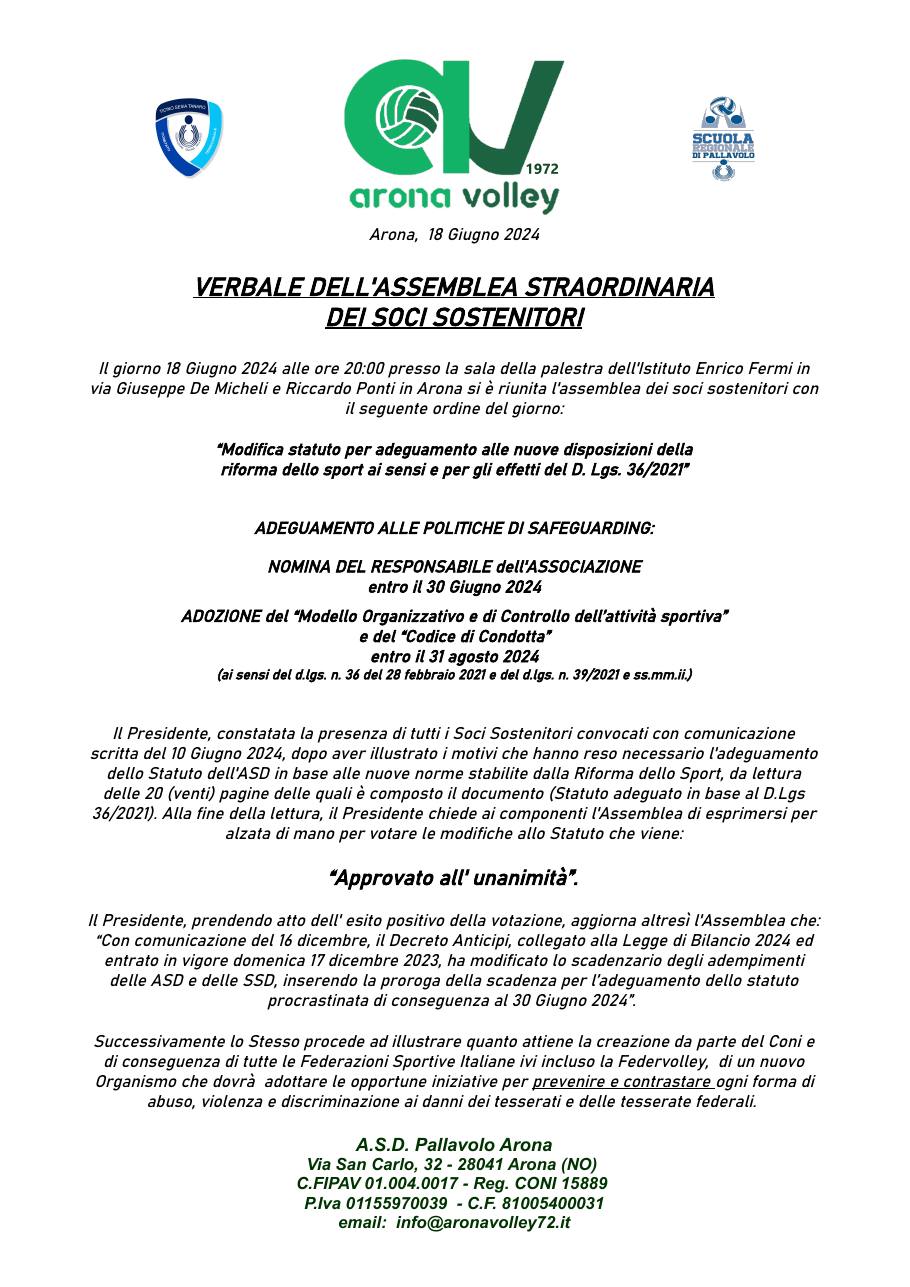 Anteprima del documento Verbale Assemblea Straordinaria